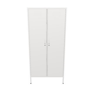 The Chelsea 2 door tall metal locker in vanilla against a white background.